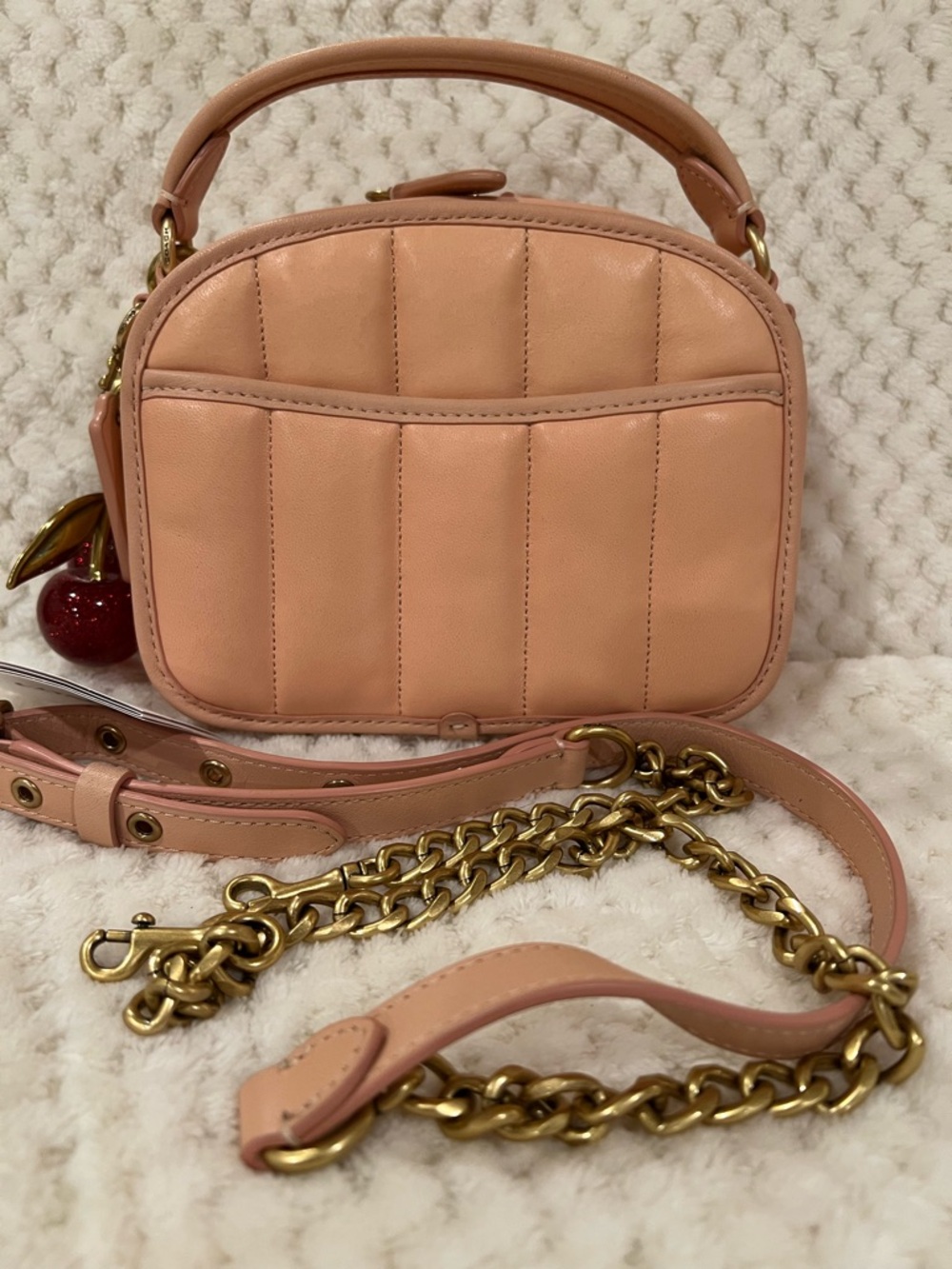 Coach Quilted leather Vintage Lunchbox Reedition Top handle crossbody in Blush - Picture 8 of 10